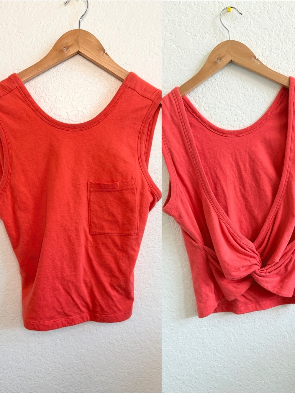 Alexander Wang T by Alexander Wang Coral Orange Red Twist Back Pocket Tank Top S